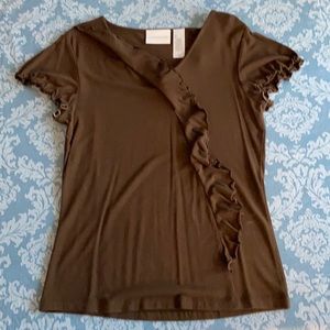 Liz Claiborne ruffle front tee